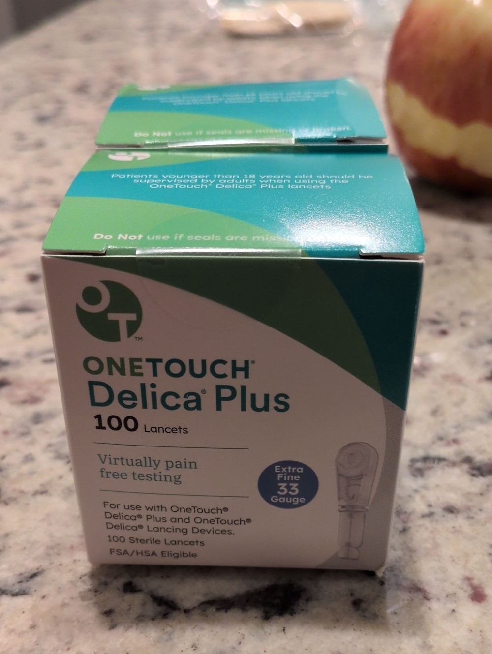OneTouch Delica Plus 100 Lancets - Teal & White Box